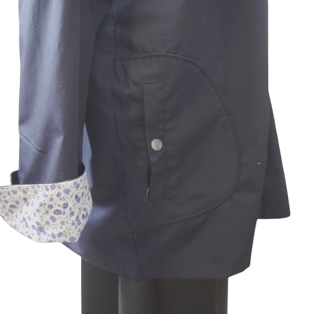 Blair 2XL Navy Rain Jacket Hidden Hood Floral Trim - Picture 10 of 16